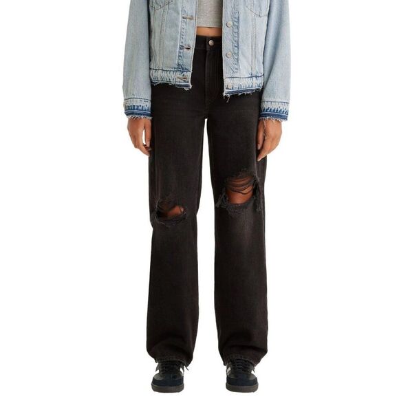 Levi's Premium Baggy Dad Black Loose Relaxed Size 24 x 30 Distressed Y2K - Picture 1 of 11